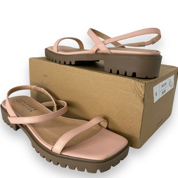 NEW Journee Sandals Size 8 Minimalist Y2K Millennial Pink Chunky Sandals Size 8 - Picture 3 of 11